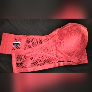 Kiss and tell red lace bra
